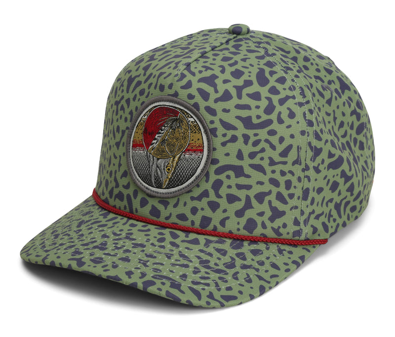Paramount Outdoors Dead Drift Fly Fishing Patch 5-Panel Vintage Trucker Rope Cap, Fly Fishing Cap