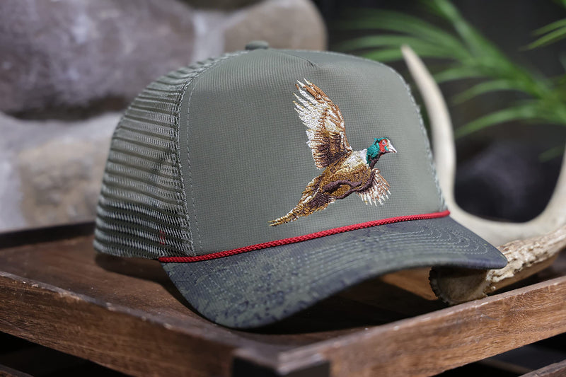 Paramount Outdoors Upland Pheaseant Trucker Hat for Men Meshback Ringneck Rope Cap