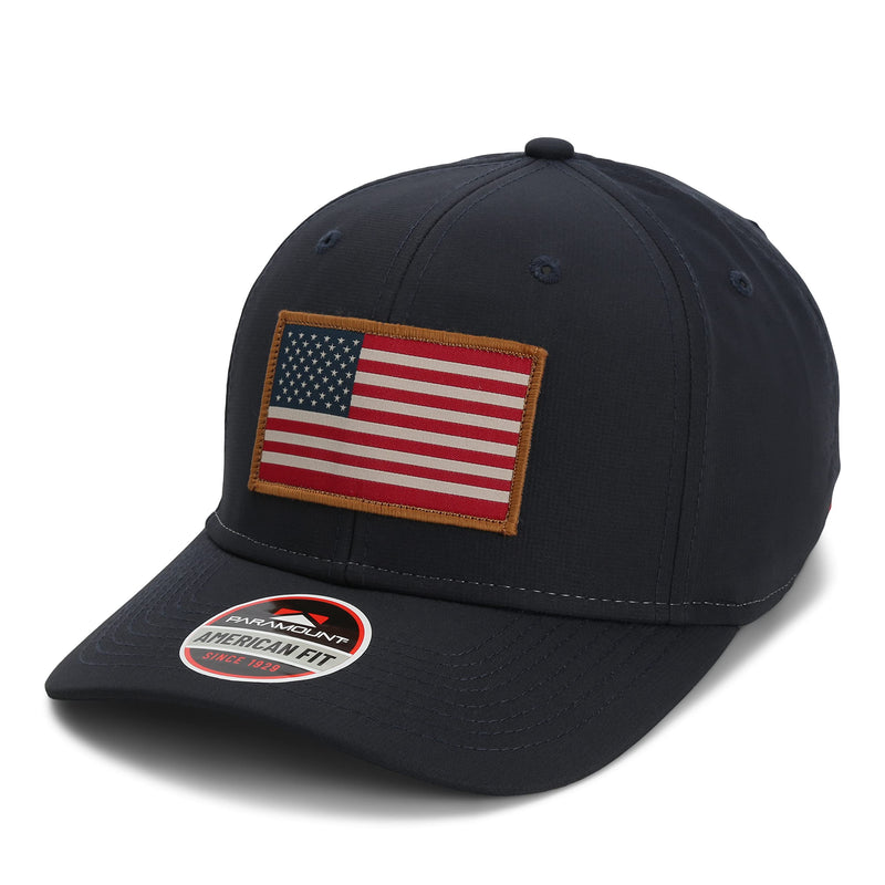 Paramount Outdoors American Flag Performance Ripstop American Fit US Patriotic Cap Fits Head Sizes MD - XX (Red White Blue)