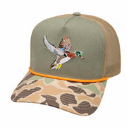 Wild Brims Flying Wood Duck Camo Brim Olive Mesh Back — front