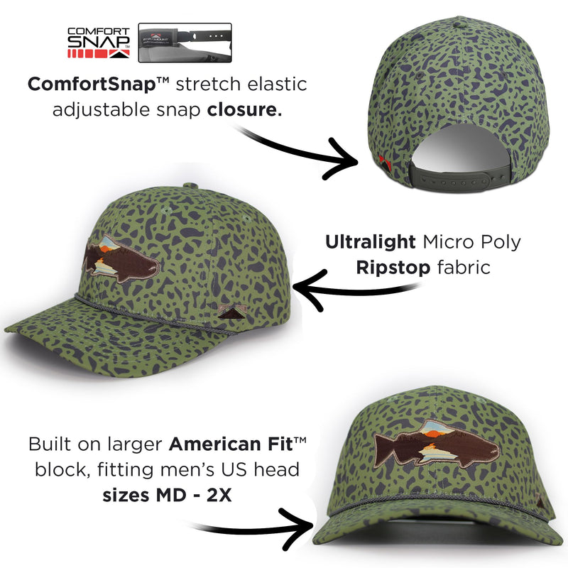 Paramount Outdoors Sunset Fish Silhouetee Performance Trucker Hat Mountain Fishing Rope Cap (Slate - OSFA)