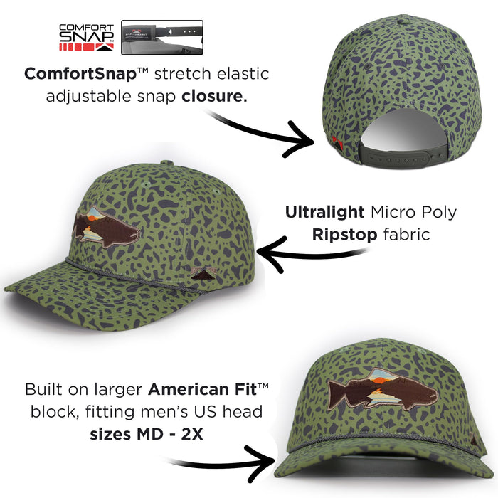 Paramount Outdoors Sunset Fish Silhouetee Performance Trucker Hat Mountain Fishing Rope Cap (Slate - OSFA)