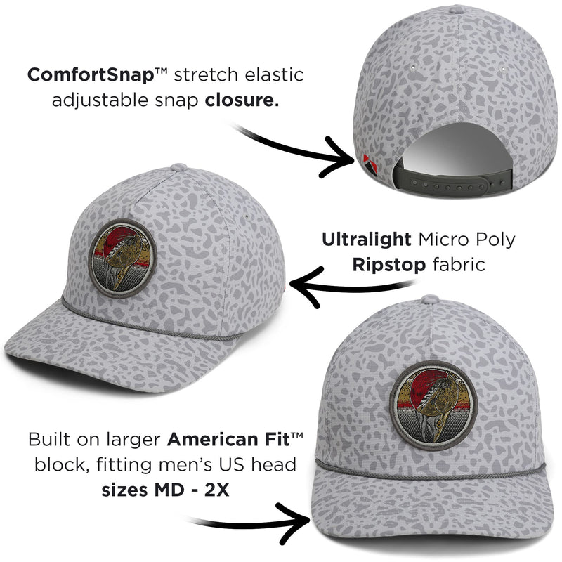 Paramount Outdoors Dead Drift Fly Fishing Patch 5-Panel Vintage Trucker Rope Cap, Fly Fishing Cap