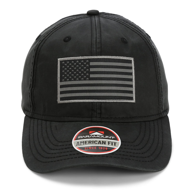 Paramount Outdoors Waxed Cloth American Flag Cap American Fit US Flag Cap Fits Head Size MD - 2X (Brown)