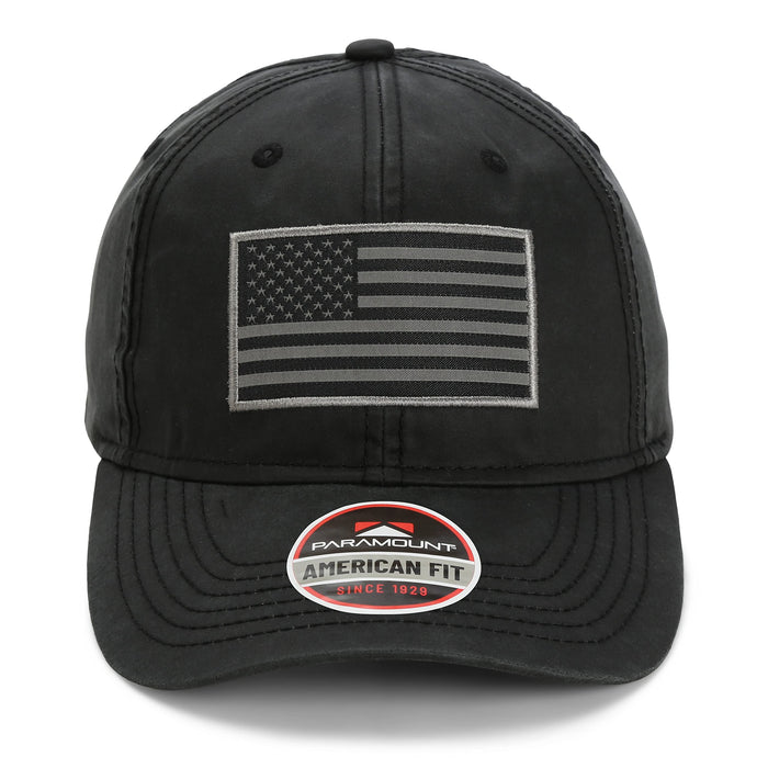 Paramount Outdoors Waxed Cloth American Flag Cap American Fit US Flag Cap Fits Head Size MD - 2X (Brown)
