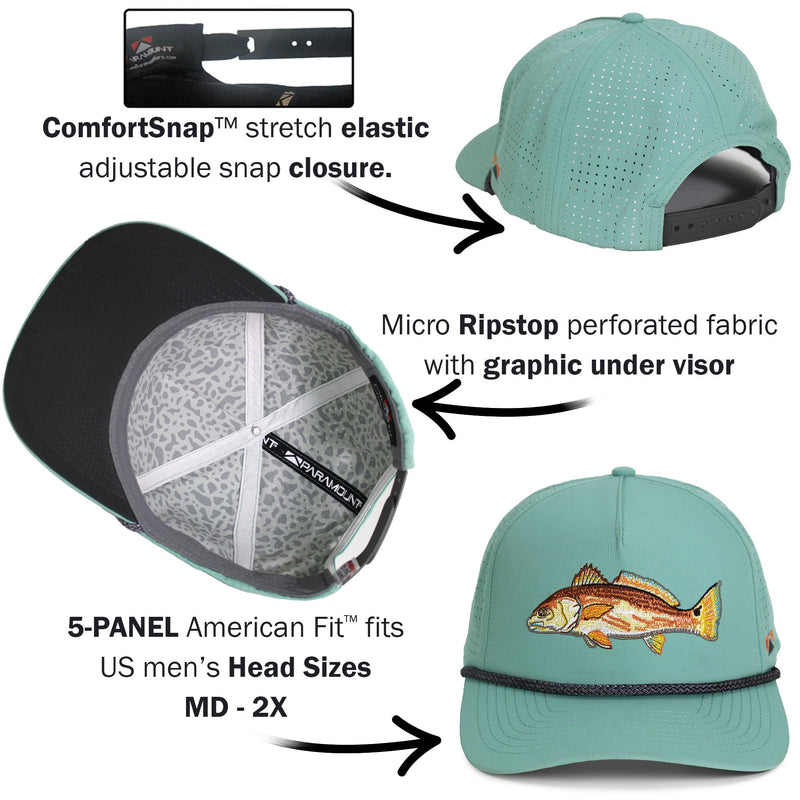 Paramount Outdoors Turkey Feather Bottomland Mesh Back Comfort Snap Snapback, Turkey Hunting Cap