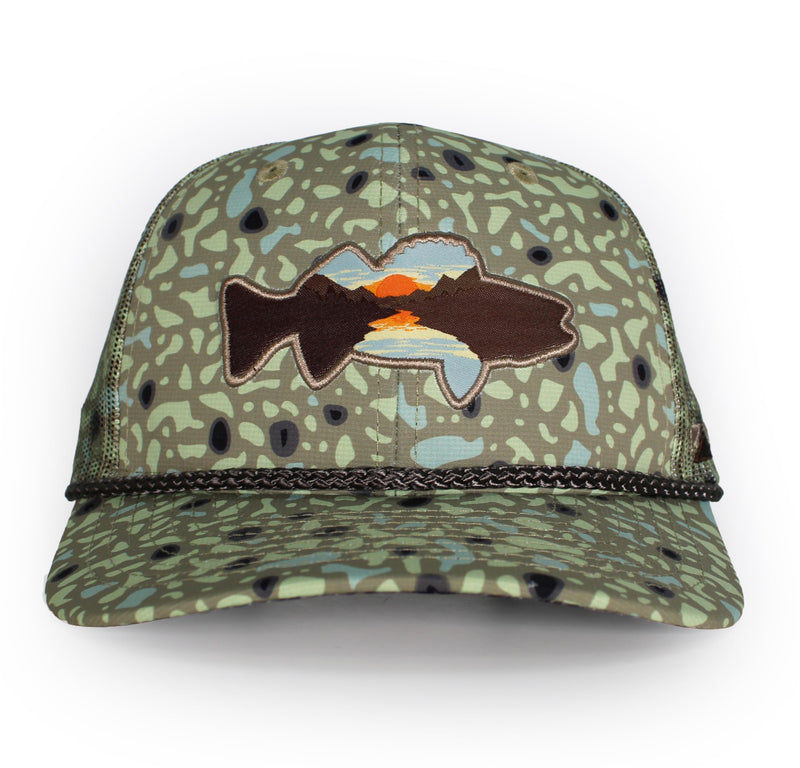 Paramount Outdoors Sunset Fish Silhouetee Performance Trucker Hat Mountain Fishing Rope Cap (Slate - OSFA)