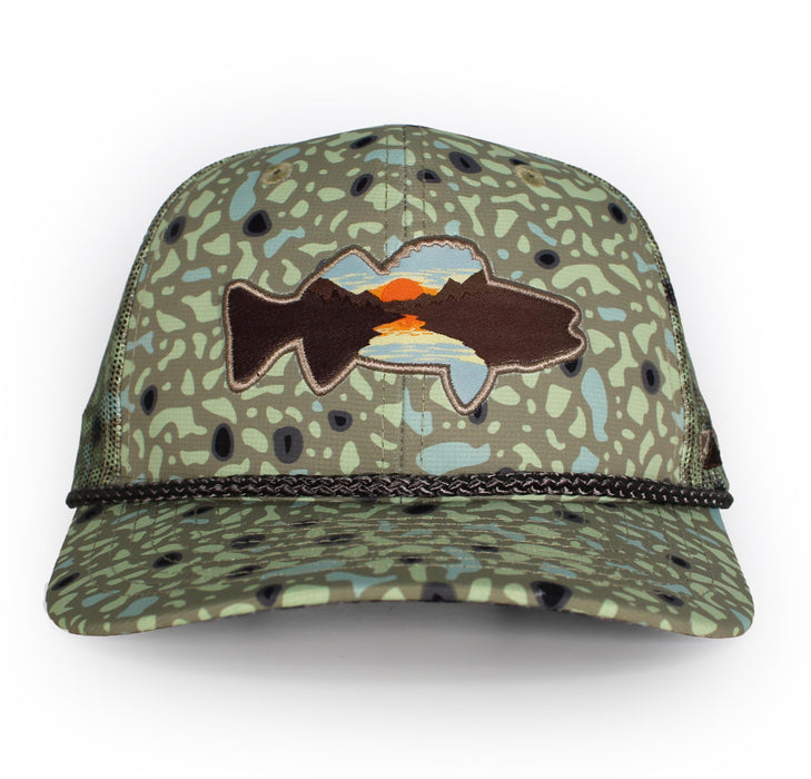 Paramount Outdoors Sunset Fish Silhouetee Performance Trucker Hat Mountain Fishing Rope Cap (Slate - OSFA)