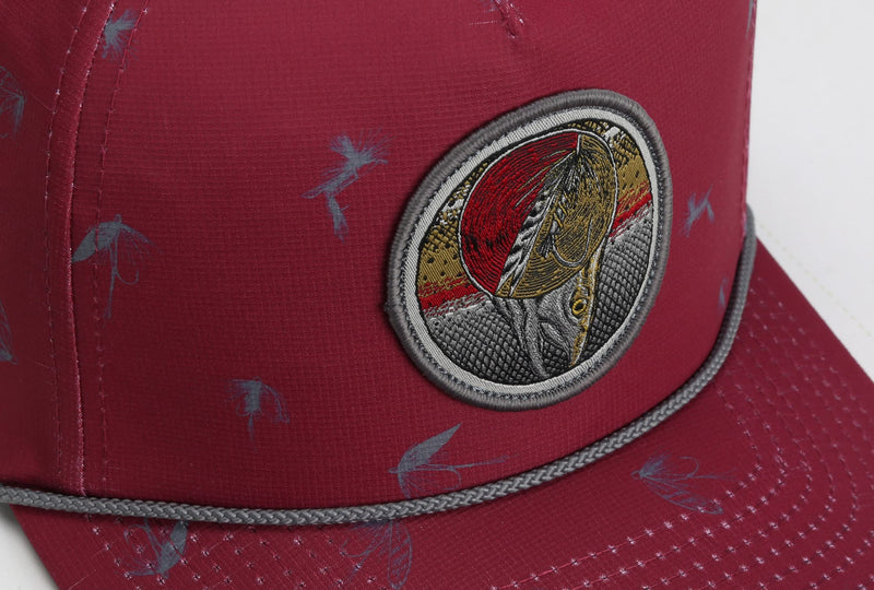 Paramount Outdoors Dead Drift Fly Fishing Patch 5-Panel Vintage Trucker Rope Cap, Fly Fishing Cap