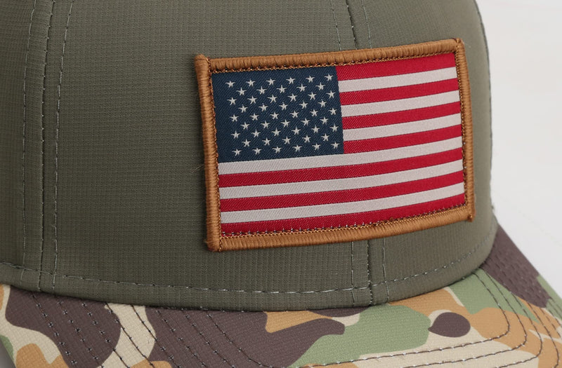 Paramount Outdoors American Flag Performance Ripstop American Fit US Patriotic Cap Fits Head Sizes MD - XX (Red White Blue)