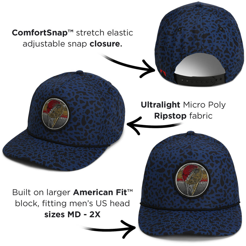 Paramount Outdoors Dead Drift Fly Fishing Patch 5-Panel Vintage Trucker Rope Cap, Fly Fishing Cap