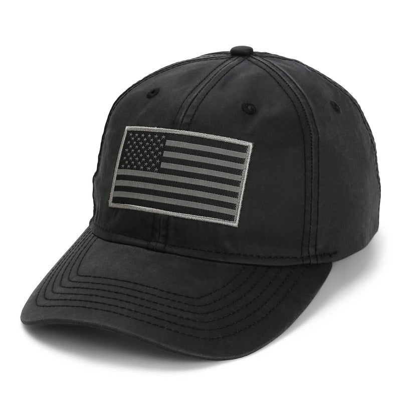 Paramount Outdoors Waxed Cloth American Flag Cap American Fit US Flag Cap Fits Head Size MD - 2X (Brown)