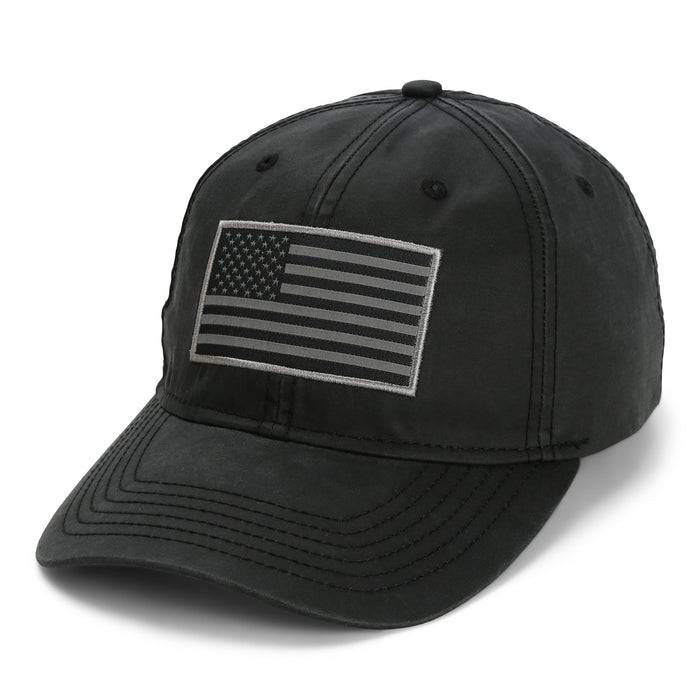 Paramount Outdoors Waxed Cloth American Flag Cap American Fit US Flag Cap Fits Head Size MD - 2X (Brown)