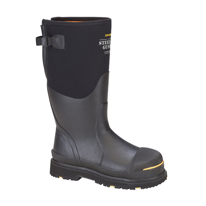 Dryshod Mens Steel-Toe Gusset Work Safety Boots | Waterproof | Slip Resistant | Rubber | Black | Size 10