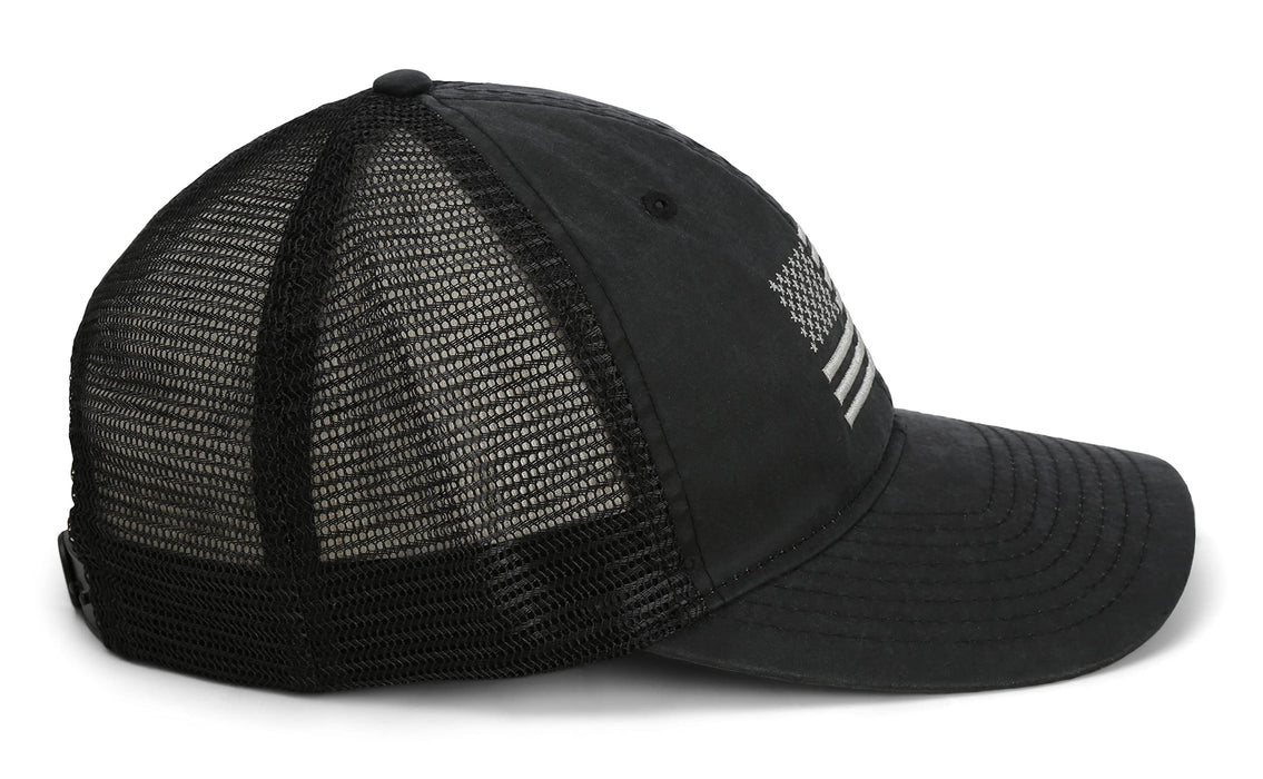 Paramount Outdoors Waxed Cloth American Flag Cap American Fit US Flag Cap Fits Head Size MD - 2X (Brown)