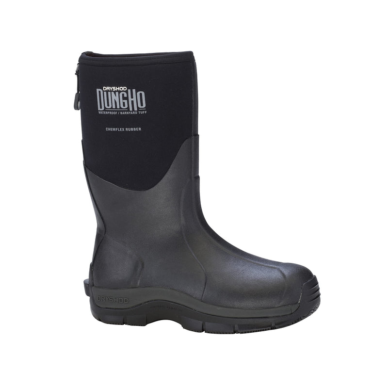 Dryshod Dungho Mid Farming Work Boots | Waterproof | Slip Resistant | Rubber | Black