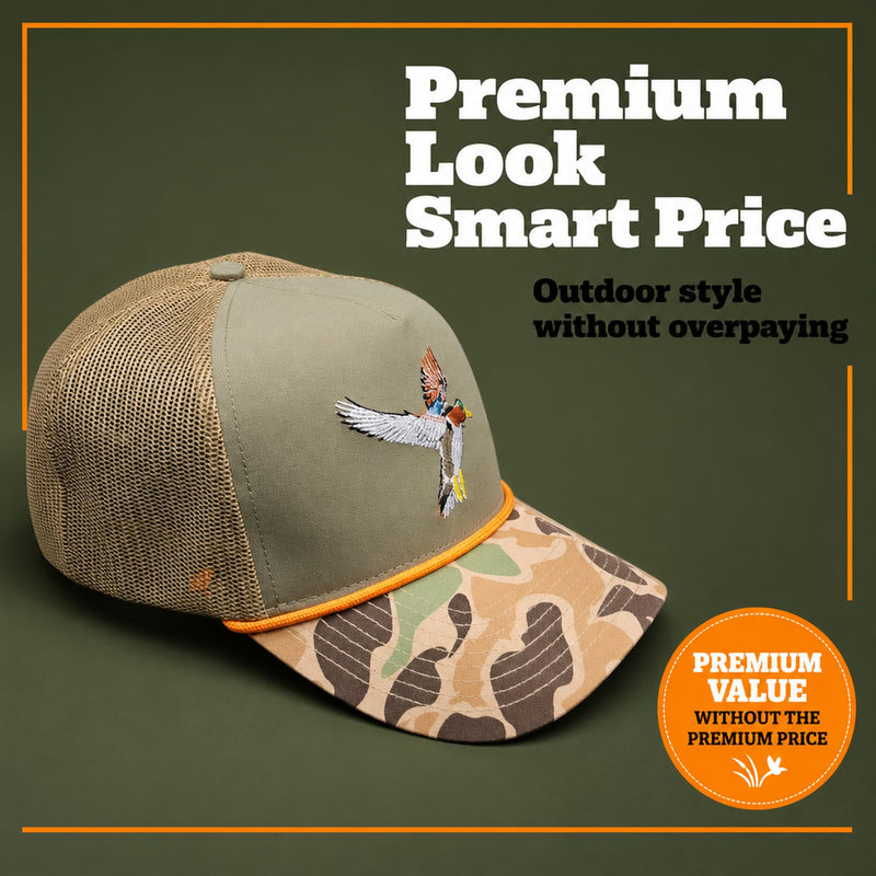 Wild Brims Hats, Flying Wood Duck, Camo Brim, Olive, Mesh Back