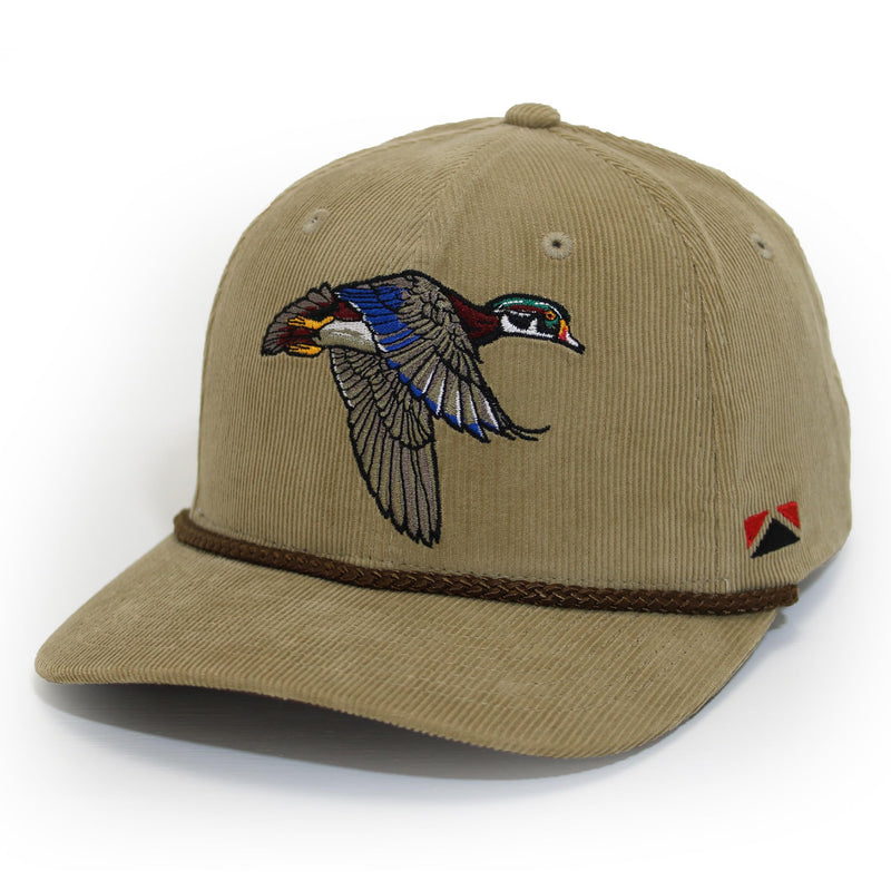 Paramount Outdoors Corduroy Hat Comfort Snapback Retro Waterfowl Snow Goose Hunting Cap (White Corduroy- OSFA)