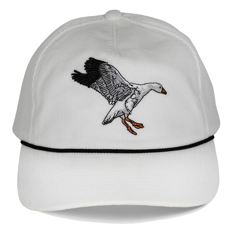 Paramount Outdoors Corduroy Hat Comfort Snapback Retro Waterfowl Snow Goose Hunting Cap (White Corduroy- OSFA)