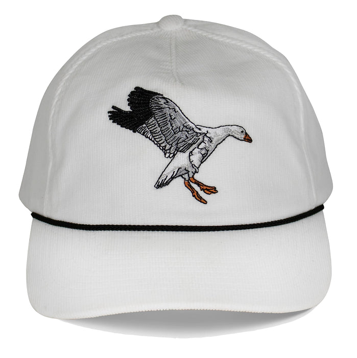 Paramount Outdoors Corduroy Hat Comfort Snapback Retro Waterfowl Snow Goose Hunting Cap (White Corduroy- OSFA)