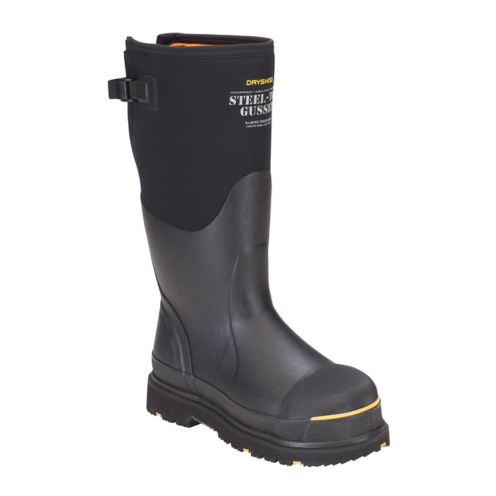 Dryshod Mens Steel-Toe Gusset Work Safety Boots | Waterproof | Slip Resistant | Rubber | Black | Size 10