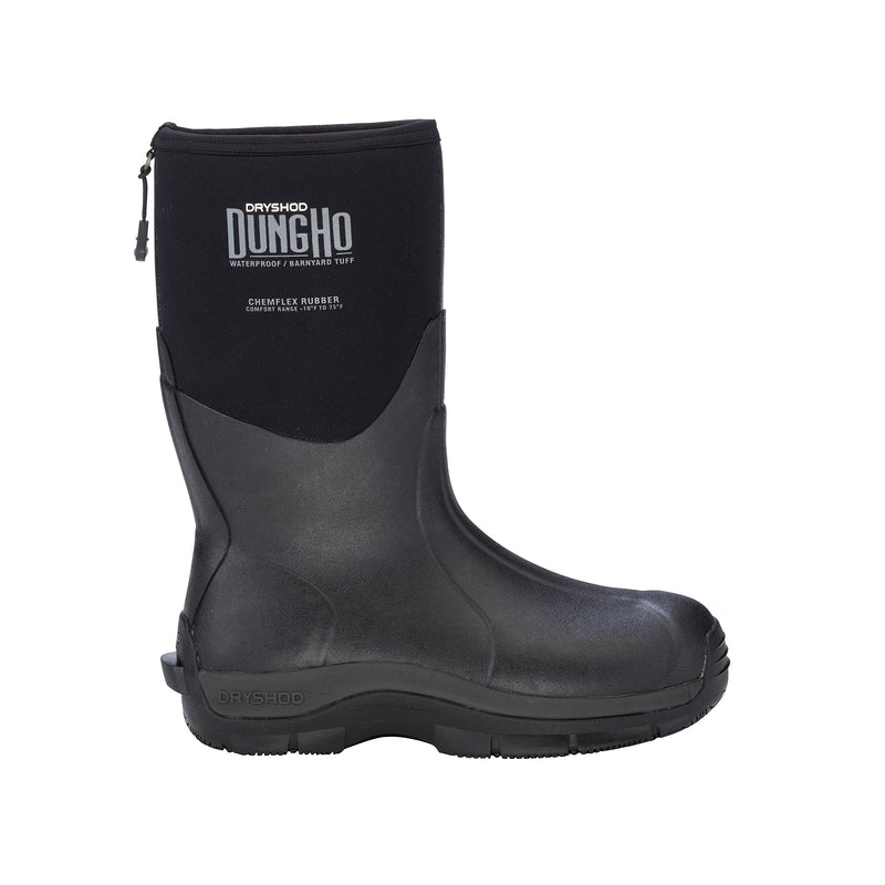 Dryshod Dungho Mid Farming Work Boots | Waterproof | Slip Resistant | Rubber | Black