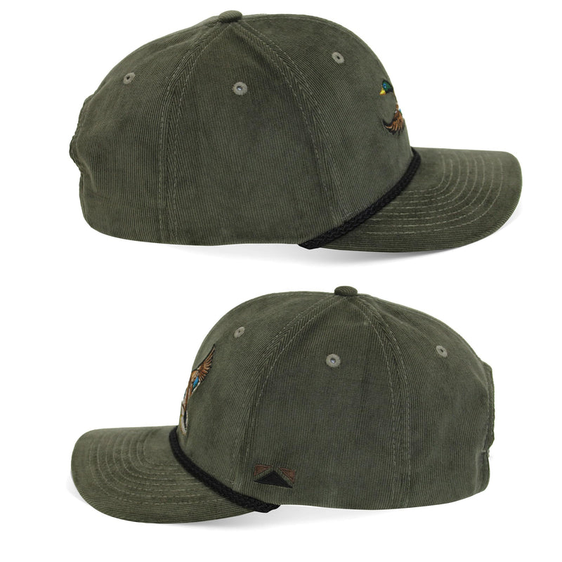 Paramount Outdoors Corduroy Hat Comfort Snapback Retro Waterfowl Snow Goose Hunting Cap (White Corduroy- OSFA)