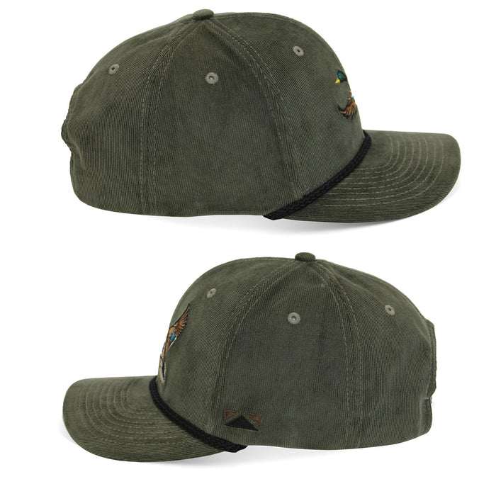 Paramount Outdoors Corduroy Hat Comfort Snapback Retro Waterfowl Snow Goose Hunting Cap (White Corduroy- OSFA)