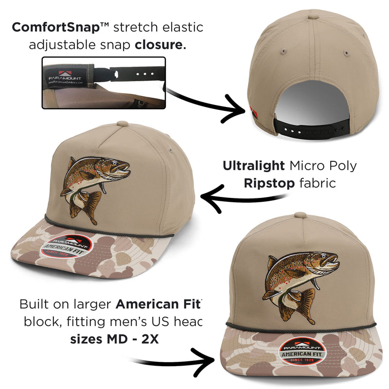 Paramount Outdoors Turkey Feather Bottomland Mesh Back Comfort Snap Snapback, Turkey Hunting Cap