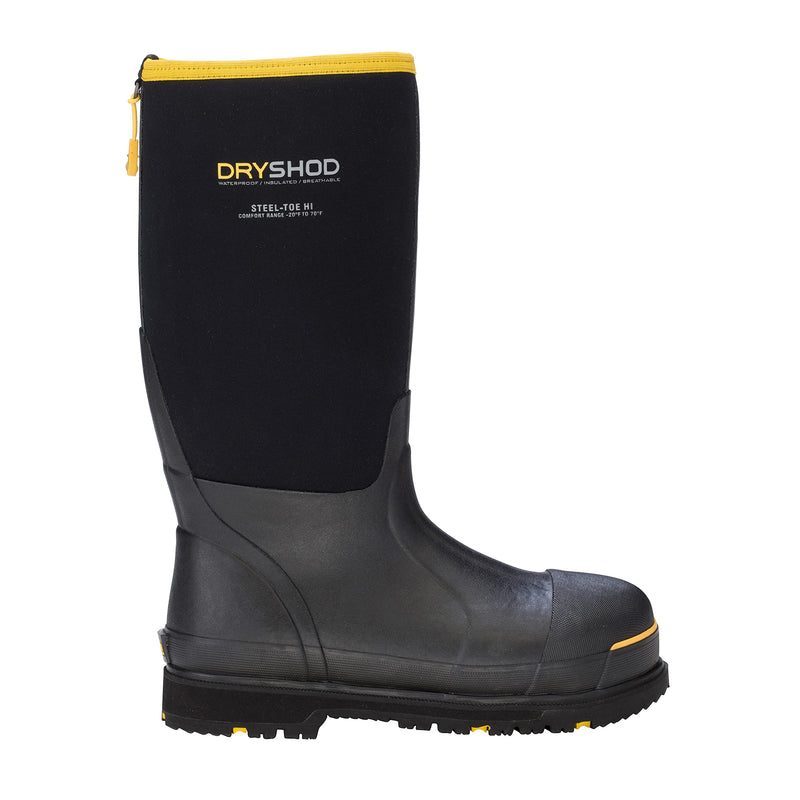 Dryshod Mens Slip Resistant Steel-Toe Work Safety Shoes |Waterproof | Rubber | Black | Size 10