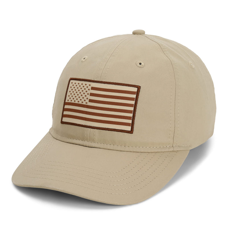 Paramount Outdoors Waxed Cloth American Flag Cap American Fit US Flag Cap Fits Head Size MD - 2X (Brown)
