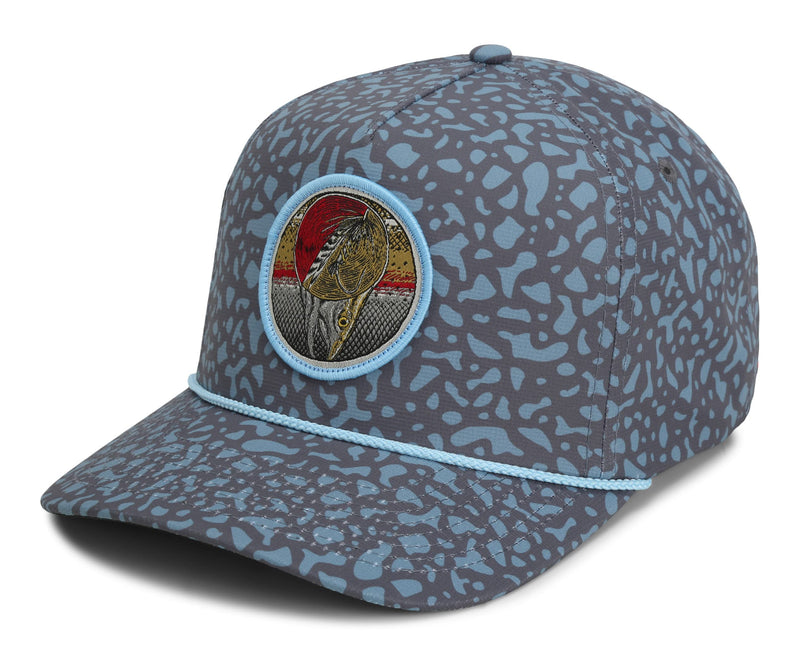 Paramount Outdoors Dead Drift Fly Fishing Patch 5-Panel Vintage Trucker Rope Cap, Fly Fishing Cap
