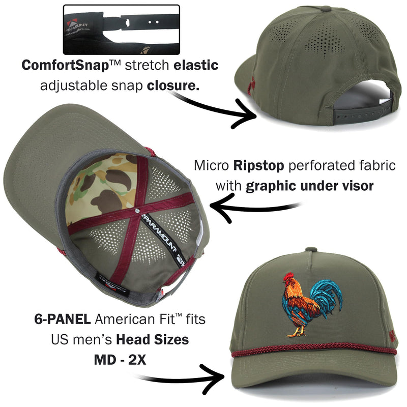 Paramount Outdoors Hat 5-Panel Throwback Fly Fishing Trucker hat with Quick Dry Fabric and Stretch Comfort Snapback