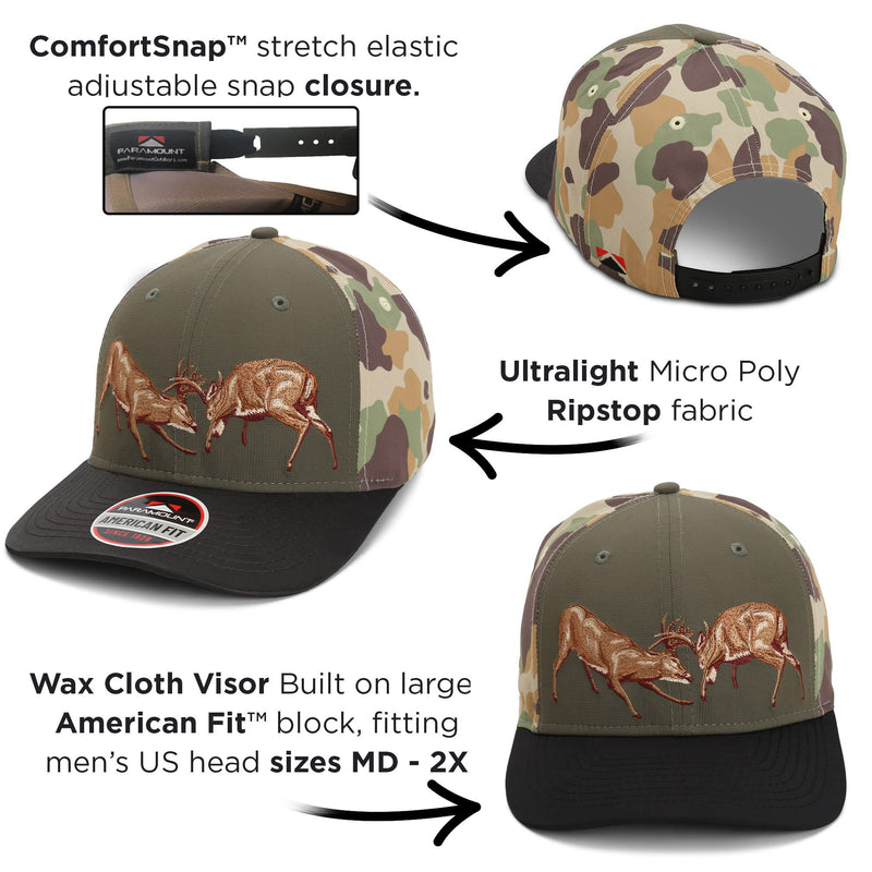 Paramount Outdoors Hat 5-Panel Throwback Fly Fishing Trucker hat with Quick Dry Fabric and Stretch Comfort Snapback