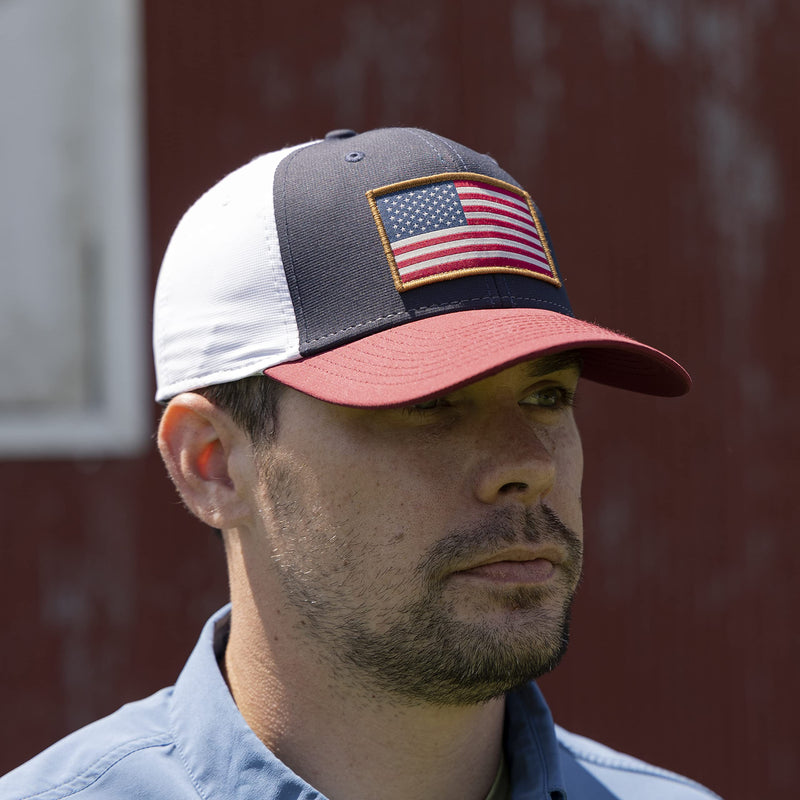 Paramount Outdoors American Flag Performance Ripstop American Fit US Patriotic Cap Fits Head Sizes MD - XX (Red White Blue)