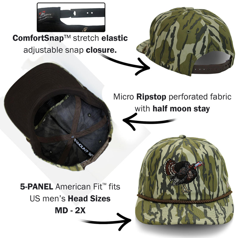 Paramount Outdoors Hat 5-Panel Throwback Fly Fishing Trucker hat with Quick Dry Fabric and Stretch Comfort Snapback