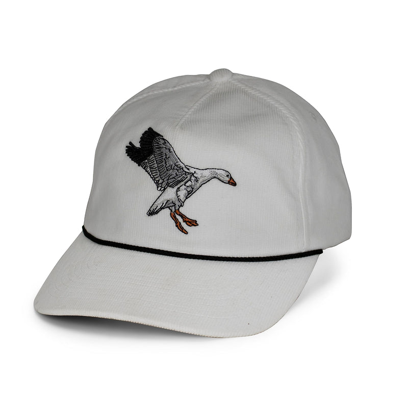Paramount Outdoors Corduroy Hat Comfort Snapback Retro Waterfowl Snow Goose Hunting Cap (White Corduroy- OSFA)