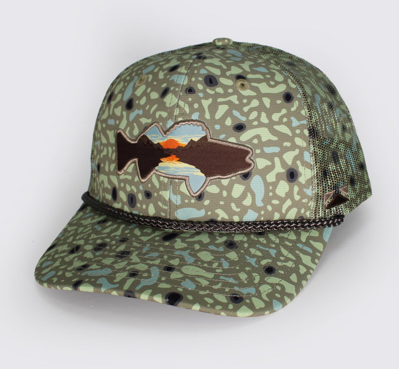 Paramount Outdoors Sunset Fish Silhouetee Performance Trucker Hat Mountain Fishing Rope Cap (Slate - OSFA)