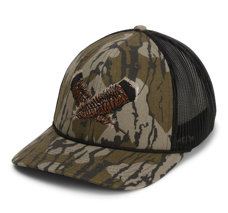 Paramount Outdoors Turkey Feather Bottomland Mesh Back Comfort Snap Snapback, Turkey Hunting Cap