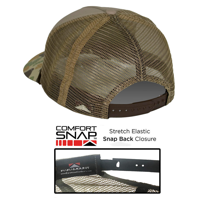 Paramount Outdoors Hat 5-Panel Throwback Fly Fishing Trucker hat with Quick Dry Fabric and Stretch Comfort Snapback