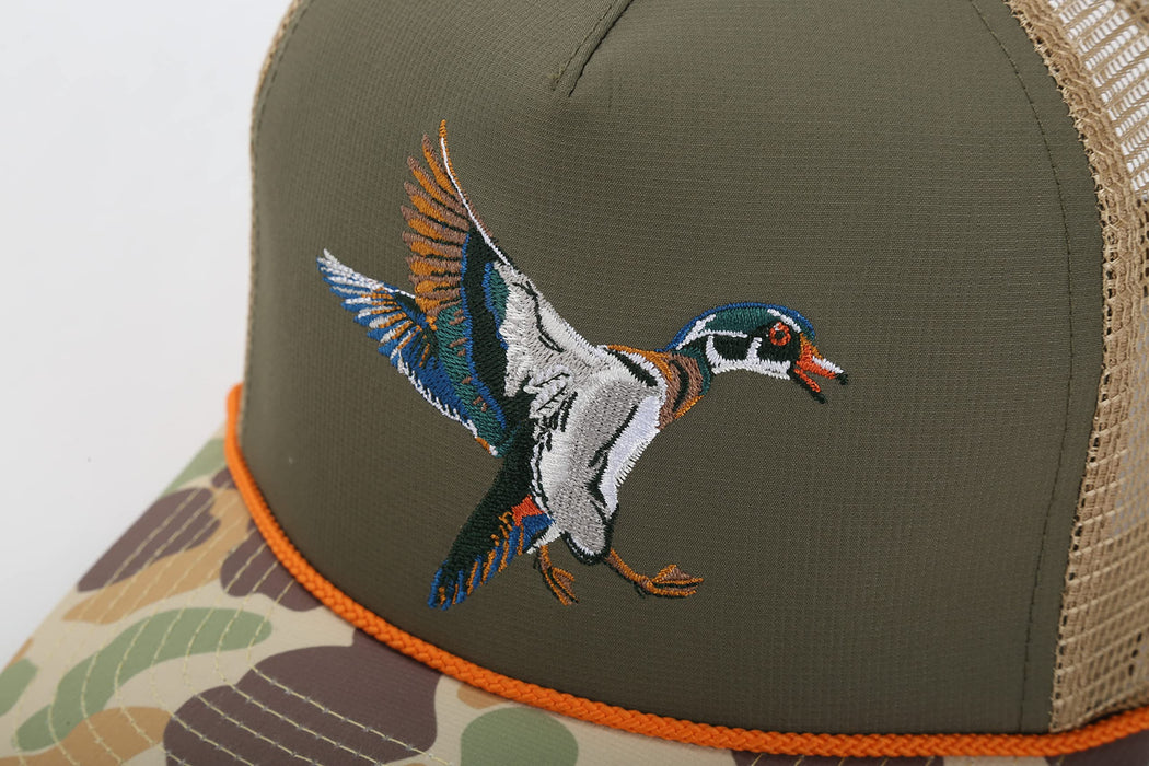 Paramount Outdoors Hat 5-Panel Throwback Fly Fishing Trucker hat with Quick Dry Fabric and Stretch Comfort Snapback