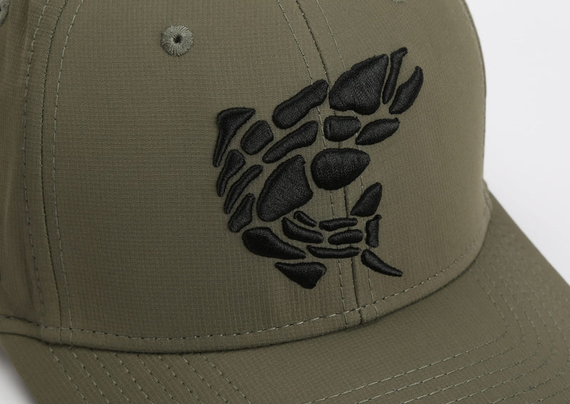 Paramount Outdoors Rock Fish 3-D Puff Embroidery Fishing Hat Salmon Trout Fly Fishing Baseball Cap (Olive)