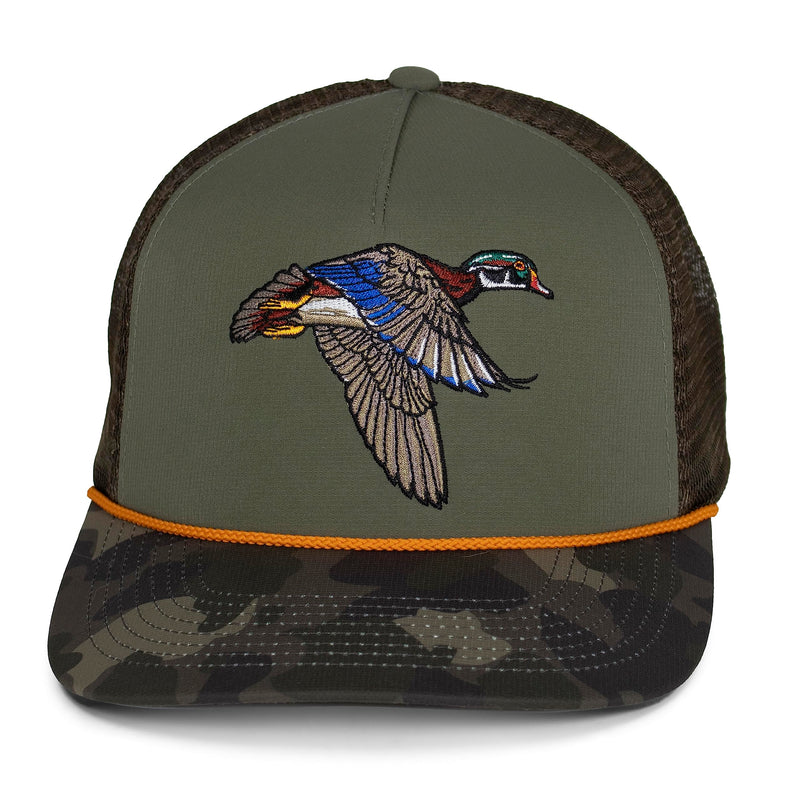 Paramount Outdoors Hat 5-Panel Throwback Fly Fishing Trucker hat with Quick Dry Fabric and Stretch Comfort Snapback