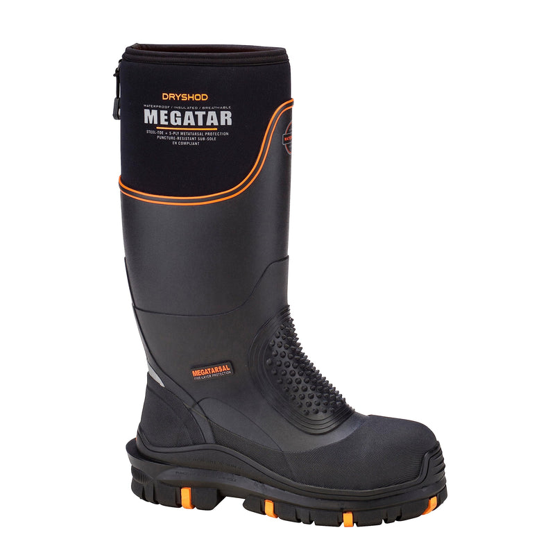 Dryshod Men's Megatar Met Guard Steel Toe Work Boot | Rubber | Waterproof | Insulated | Black | Size 11