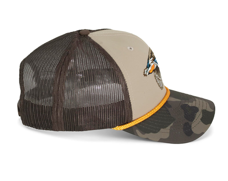 Paramount Outdoors Hat 5-Panel Throwback Fly Fishing Trucker hat with Quick Dry Fabric and Stretch Comfort Snapback