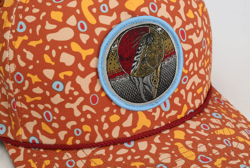 Paramount Outdoors Dead Drift Fly Fishing Patch 5-Panel Vintage Trucker Rope Cap, Fly Fishing Cap
