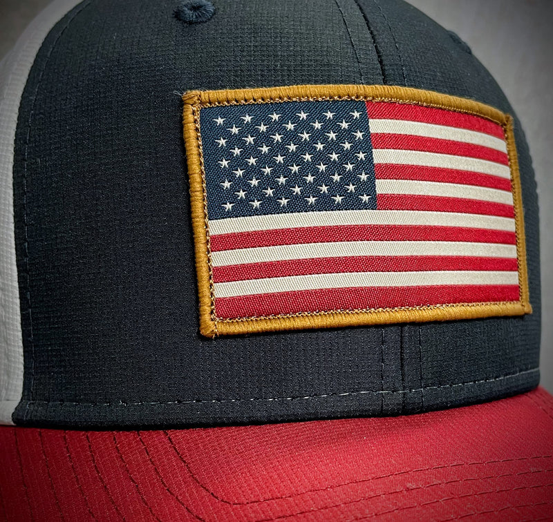 Paramount Outdoors American Flag Performance Ripstop American Fit US Patriotic Cap Fits Head Sizes MD - XX (Red White Blue)