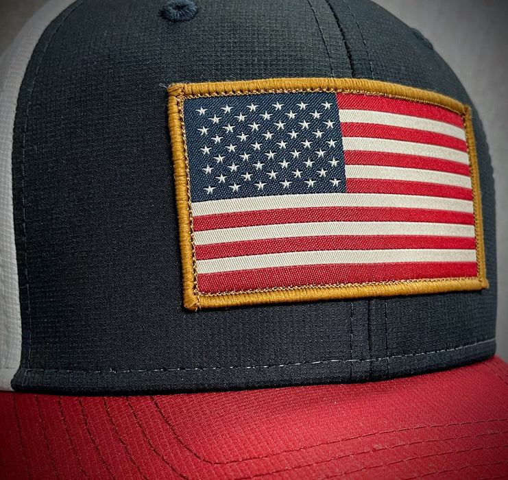 Paramount Outdoors American Flag Performance Ripstop American Fit US Patriotic Cap Fits Head Sizes MD - XX (Red White Blue)