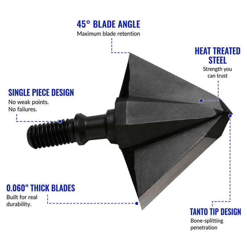 TOTA | 125 grain broadhead | 1-inch single bevel | fixed blade