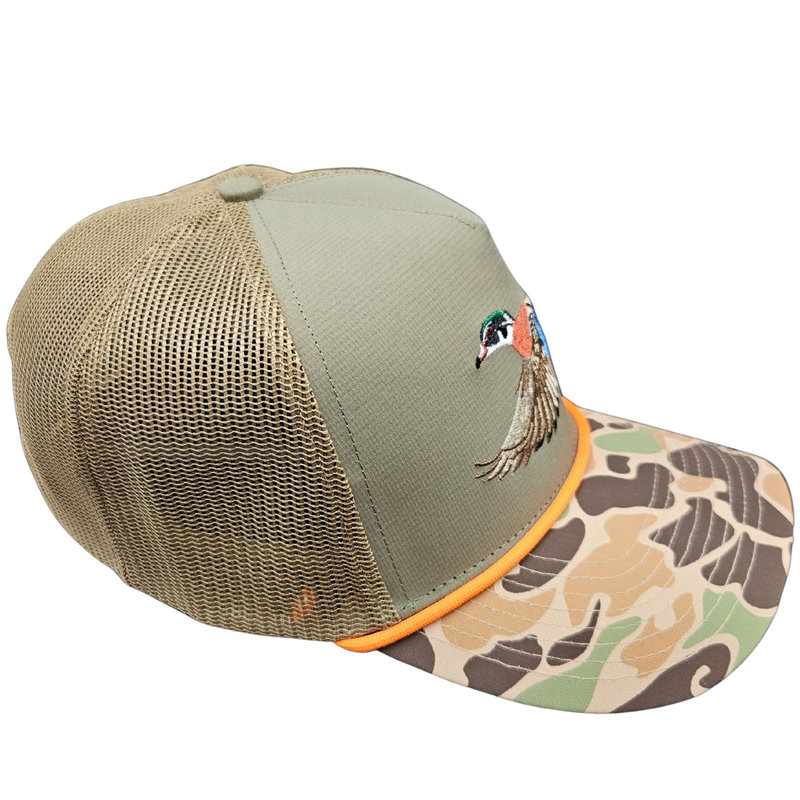 Wild Brims Hats, Wood Duck, Camo Brim, Olive, Mesh Back